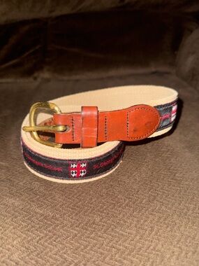 St. George’s School Leather & Canvas Belt with Brass Buckle